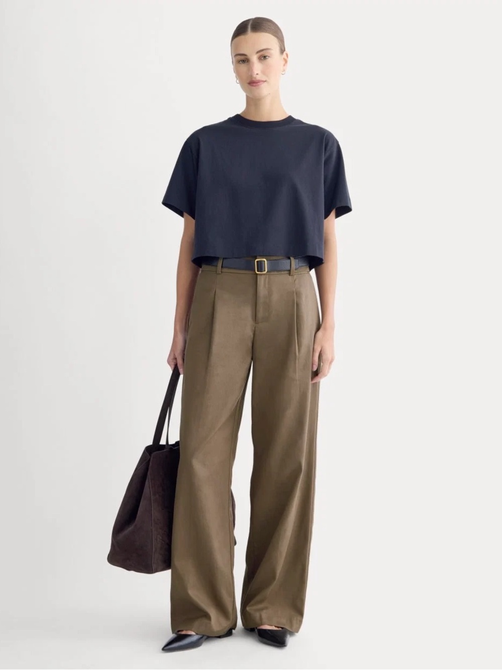 Everlane Wide-Leg Trouser in Buttersmooth Deep Taupe Size 10R NWOT